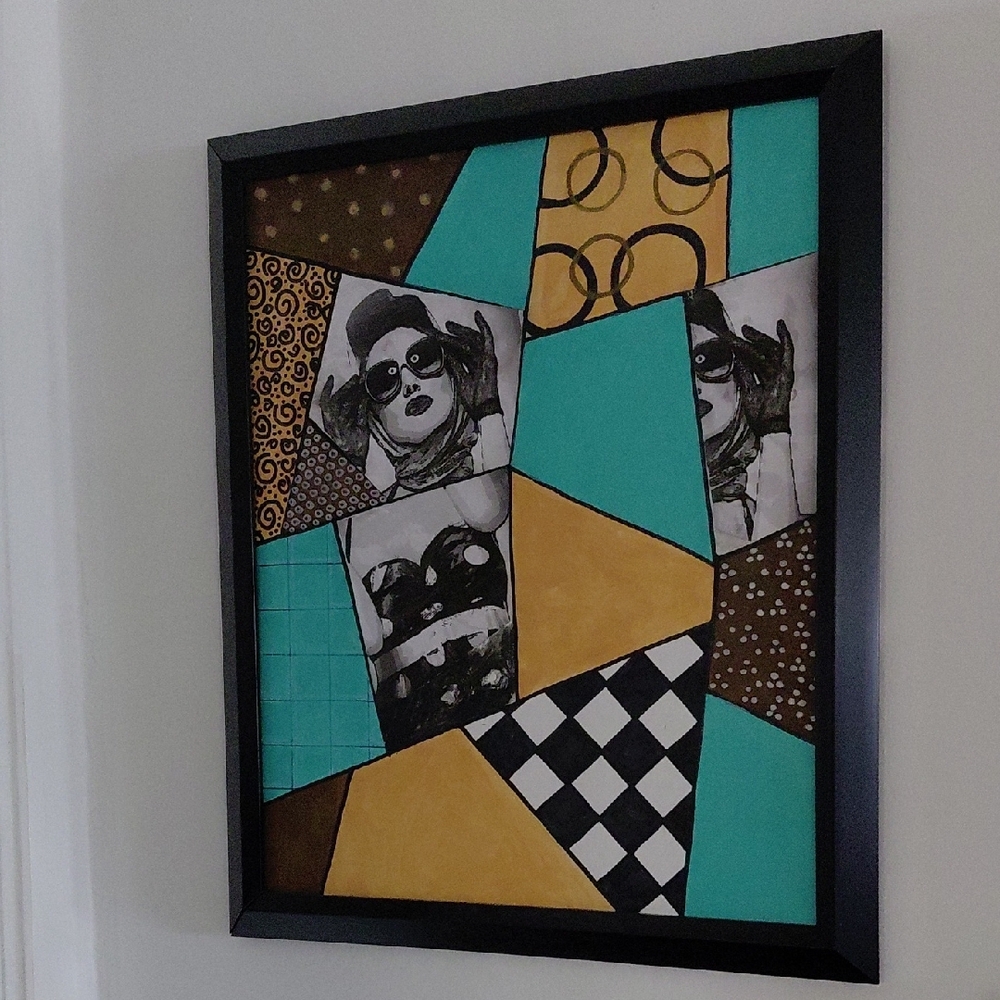 Abstract Geometric Art in Black Frame - Picture 2 of 7